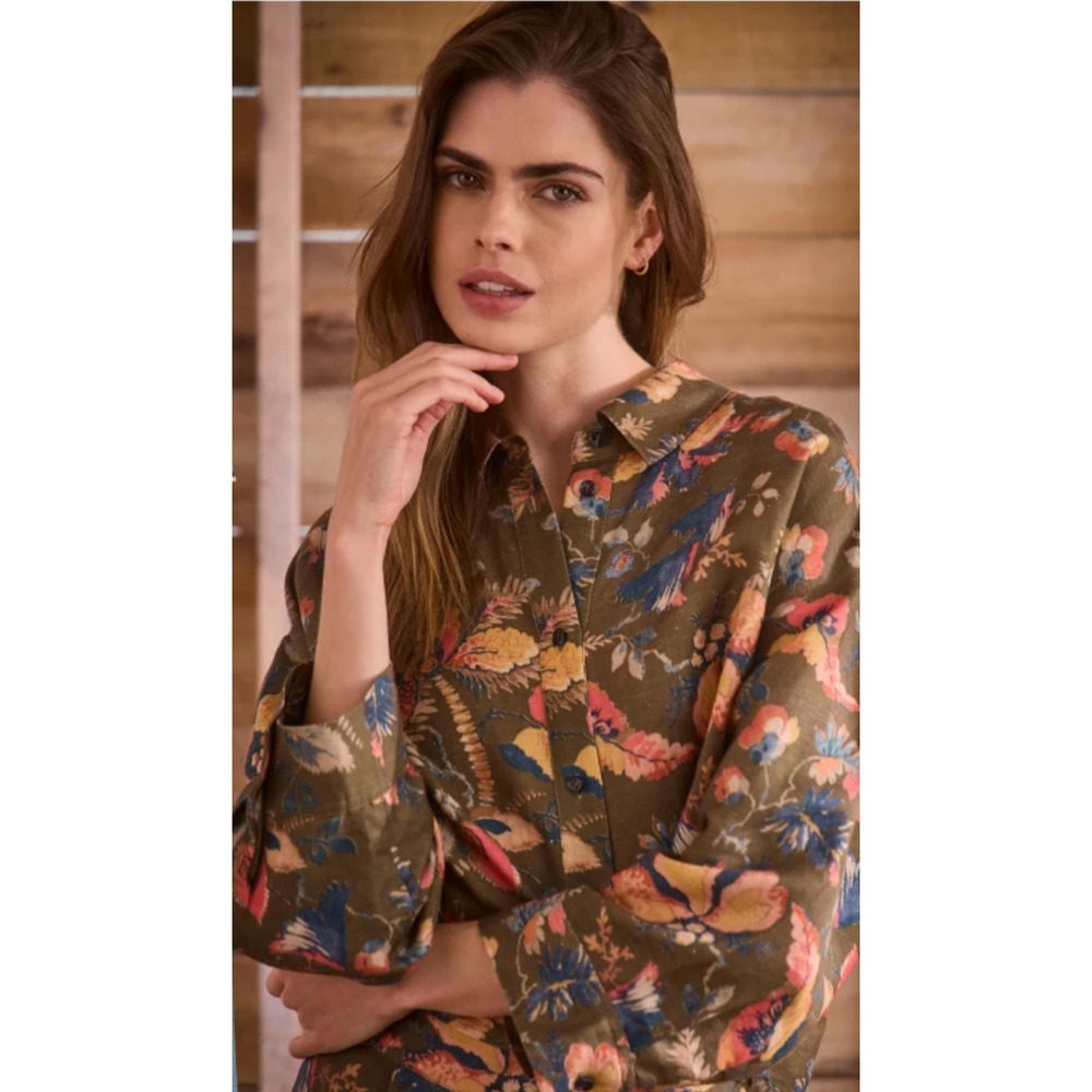New NWT Hunter Bell Clark Shirt Olive Floral